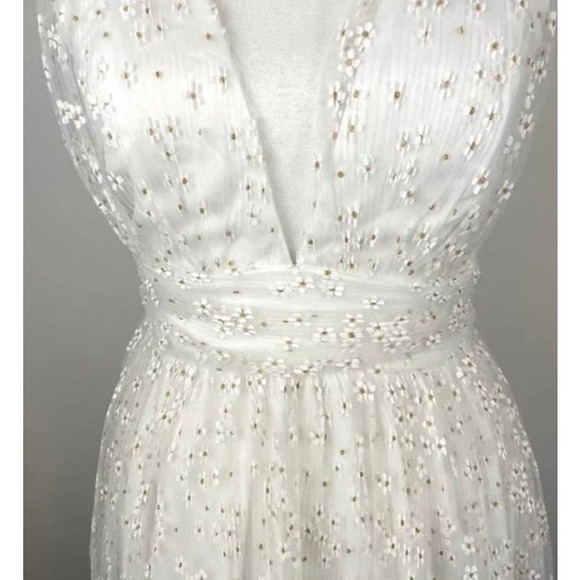 Lulus Daisy Floral Tulle Twist Back Skater Mini Dress White* Size Small WD29 - Picture 4 of 13